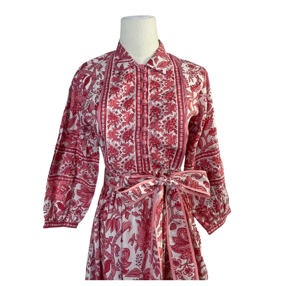 Block Print Belted Dress - Picture 4 of 8